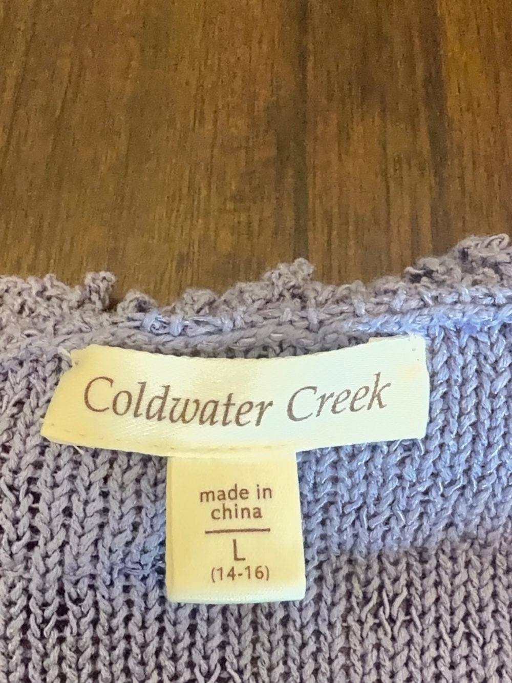 NWT Lavender Coldwater Creek Cardigan Sweater Fring Knit Scoop Neck, Size Large - Picture 10 of 16